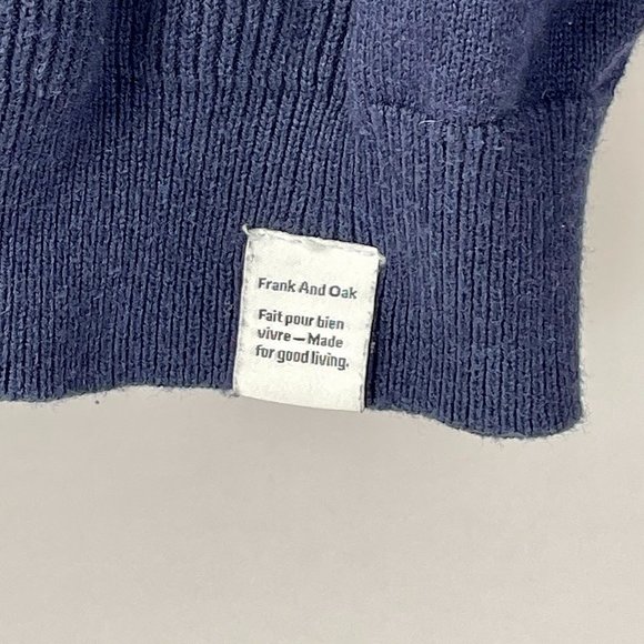 Men's Frank And Oak Ribbed Crew Neck Sweater, Navy Blue, Size L - Picture 4 of 8